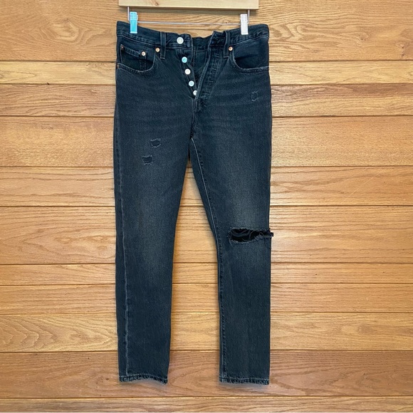 Levi's Denim - Levi's 501 button fly black busted knee jeans